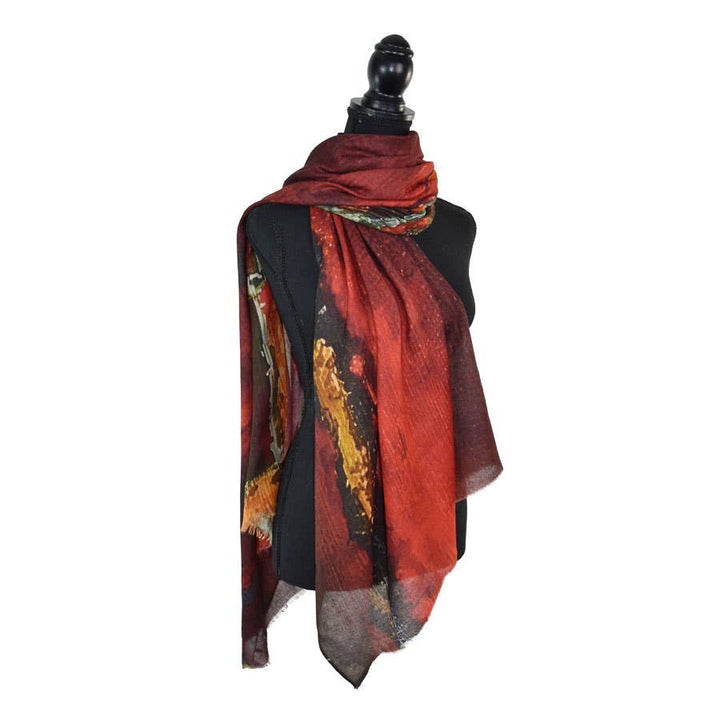 Helmsworth Abstract Crimson Hues Scarf