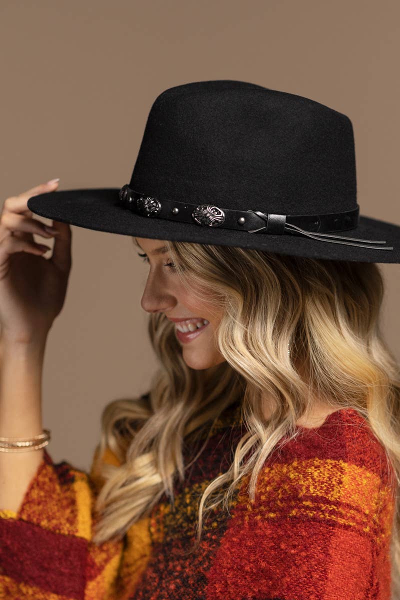 100 Percent Wool Western Concho Panama Hat