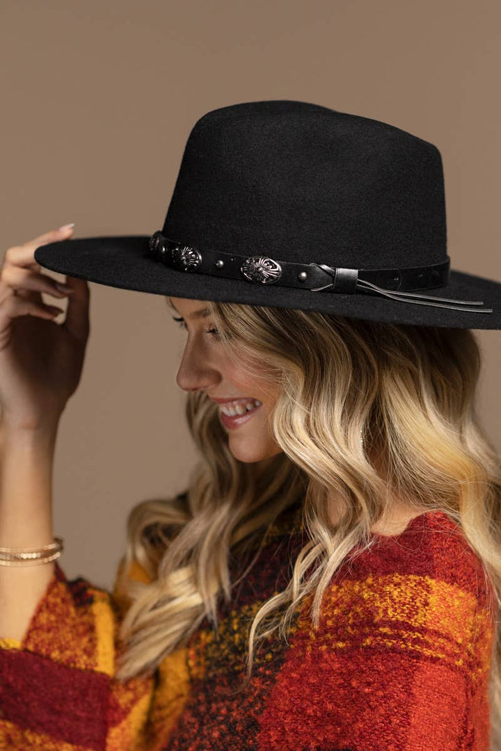 100 Percent Wool Western Concho Panama Hat