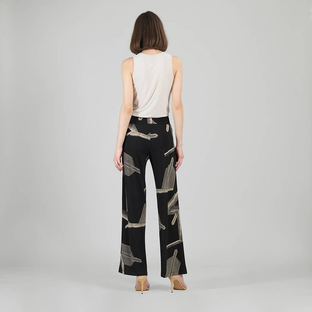 Linear Geo Print Soft Knit Pull-On Pant W/ Pockets