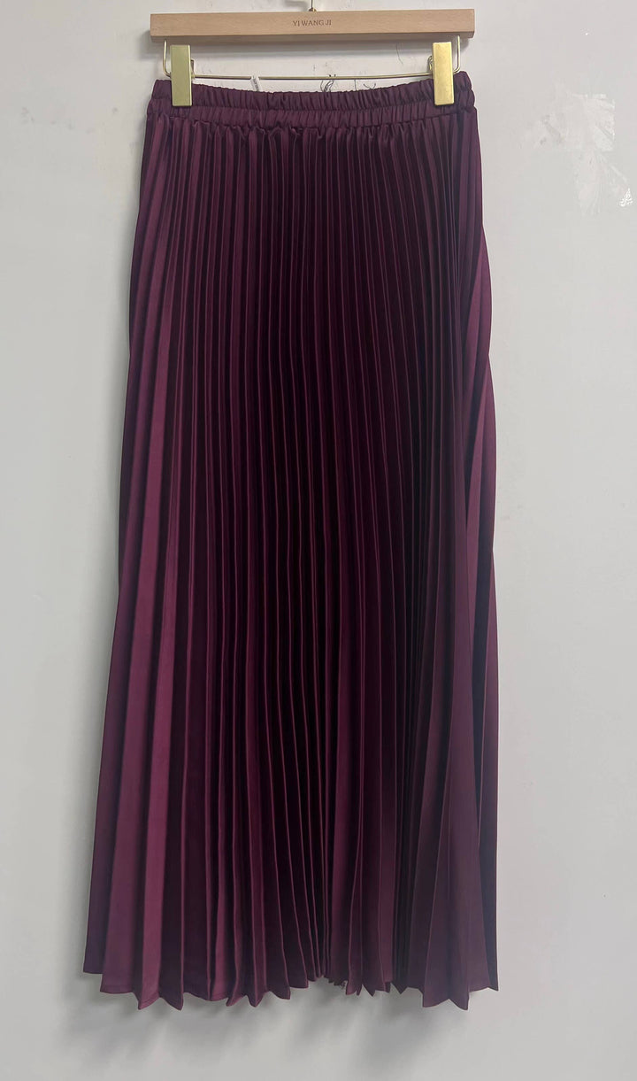 Plain Satin Pleated Skirt