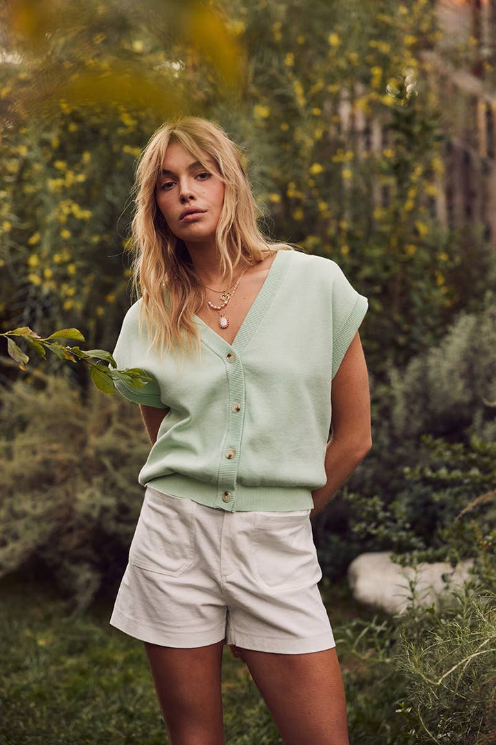 Multi-Way Versatility Soft Cotton Button-Down Sweater Vest