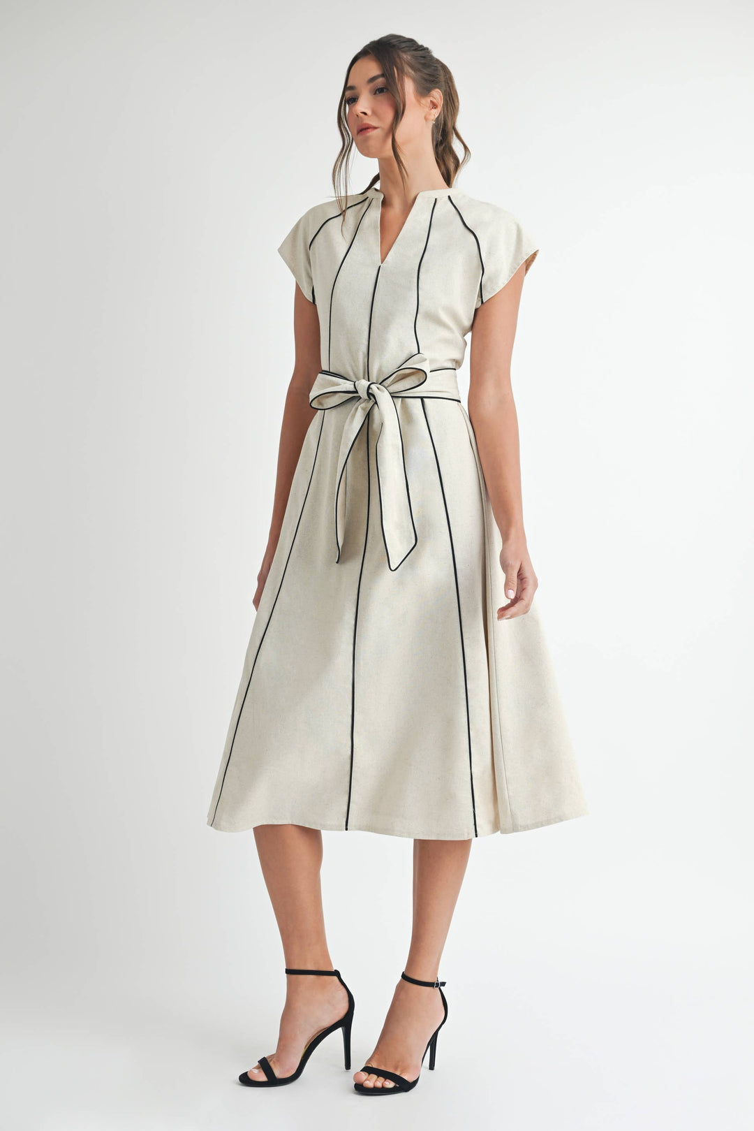 Linen Stripe Midi Dress