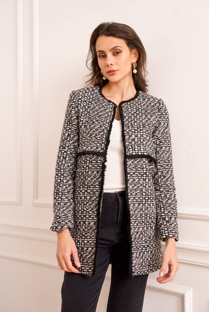 Mid-length Jacket in Mottled Tweed
