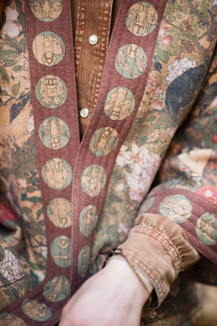 Dream Weaver Fleece Cottage Cardigan Kimono Jacket w/ Zodiac