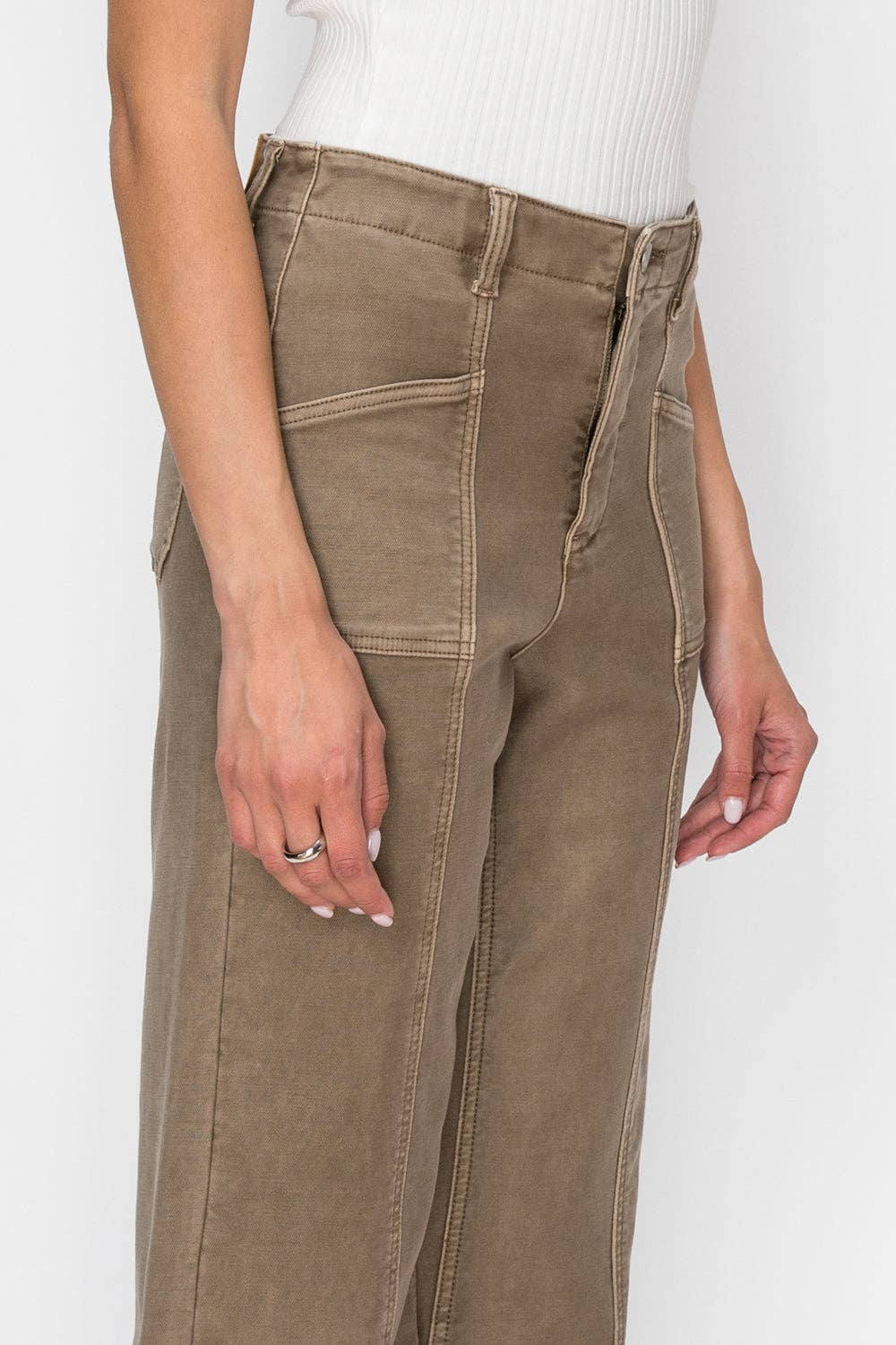 Tummy Control High Rise Slim Crop Palazzo Jeans