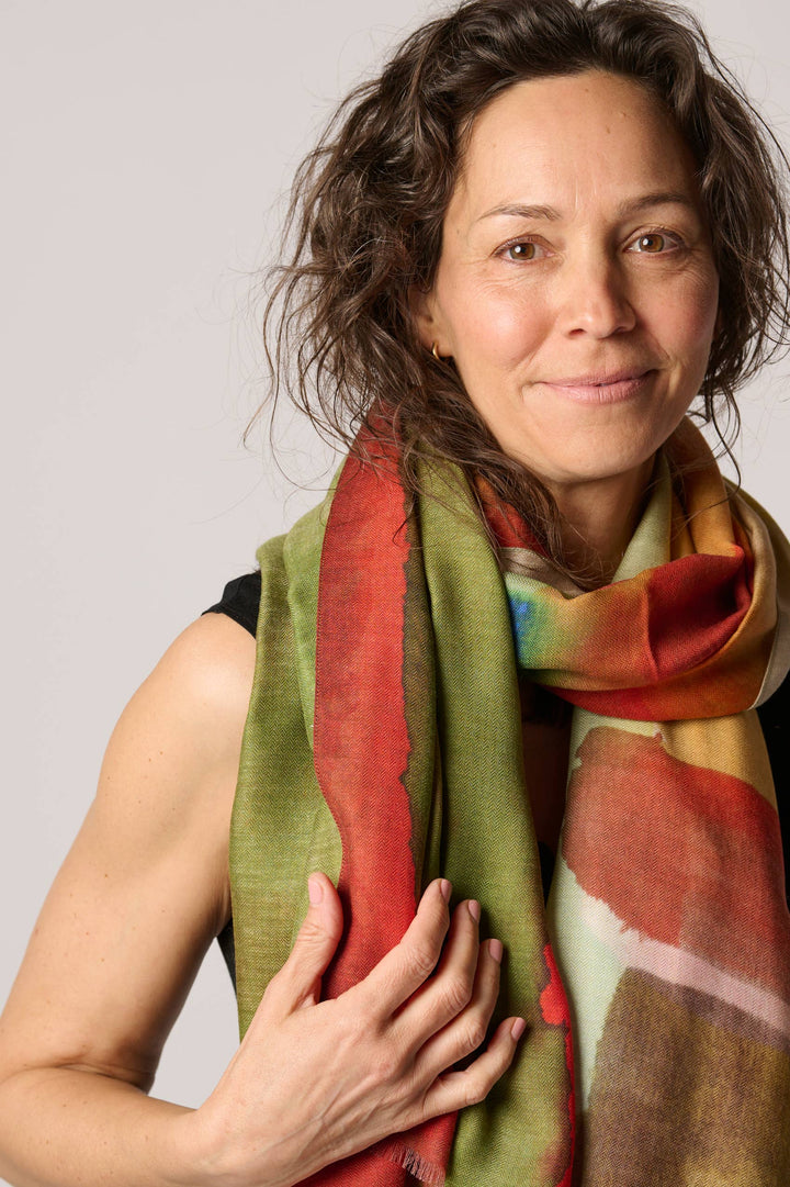 Rothko Style Travel Wrap/Scarf in Silk/Wool Blend