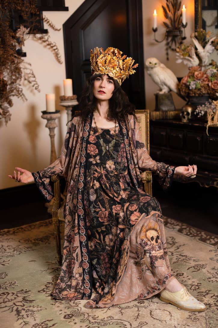 Momento Bohéme Long Maxi Slip Dress w/ Starling & Skull