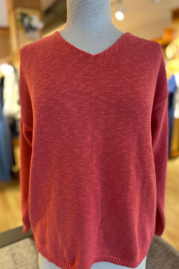 Cotton Crop V Neck Sweater