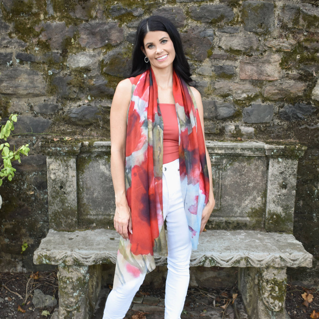 Havelock Watercolor Poppy Scarf