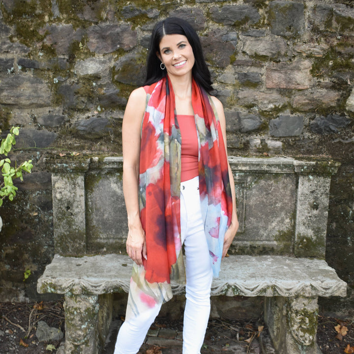 Havelock Watercolor Poppy Scarf