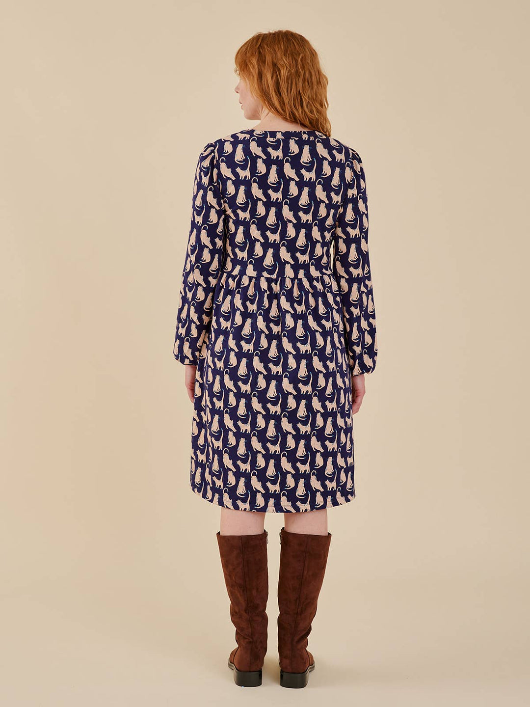 Greta Long Sleeve Dress Lounge Cats Navy