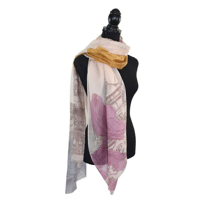 Amira Floral Pagoda Wool Scarf