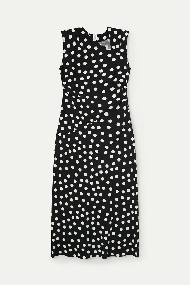 Long Dress with Black and White Knit Print