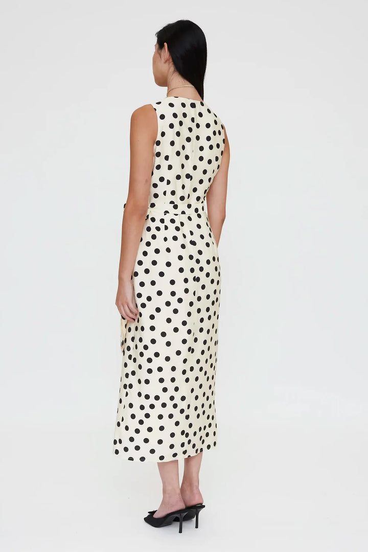 Black and White Polka Dot Midi Dress