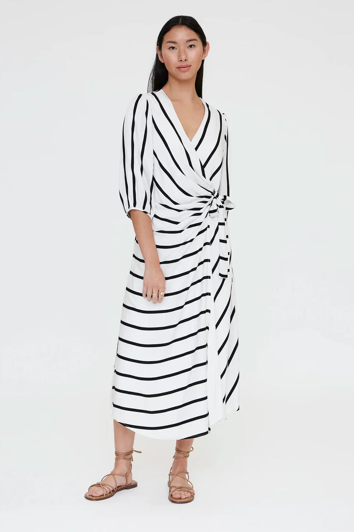 Grimaud White Print Midi Dress
