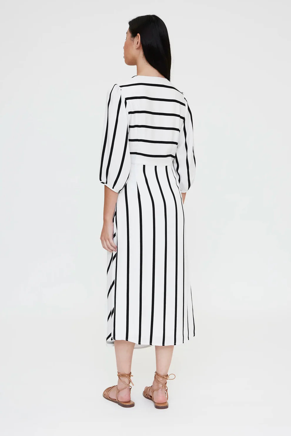 Grimaud White Print Midi Dress