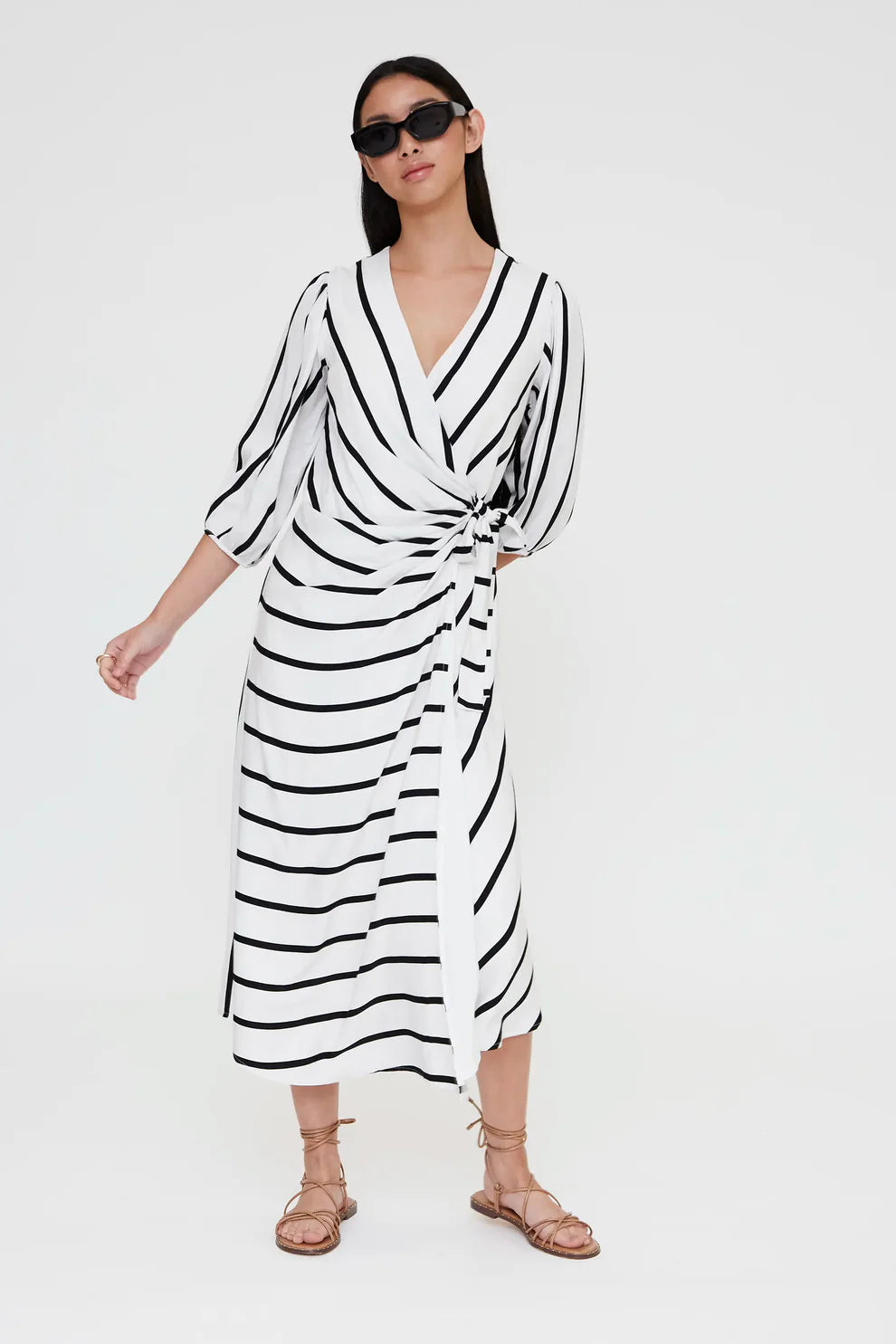 Grimaud White Print Midi Dress