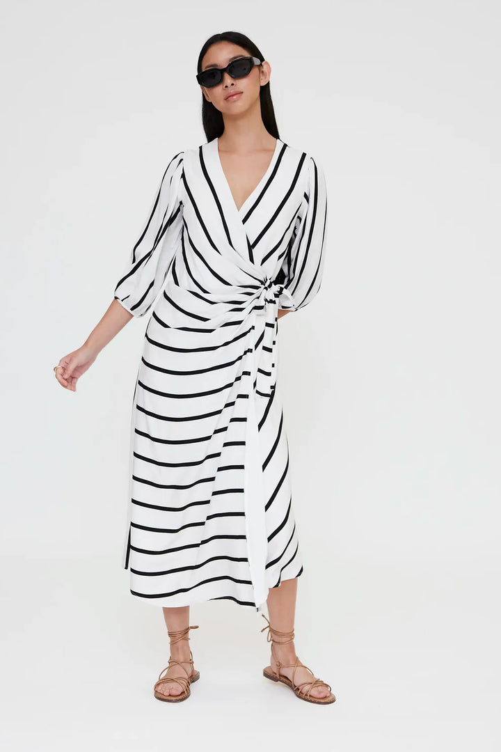 Grimaud White Print Midi Dress