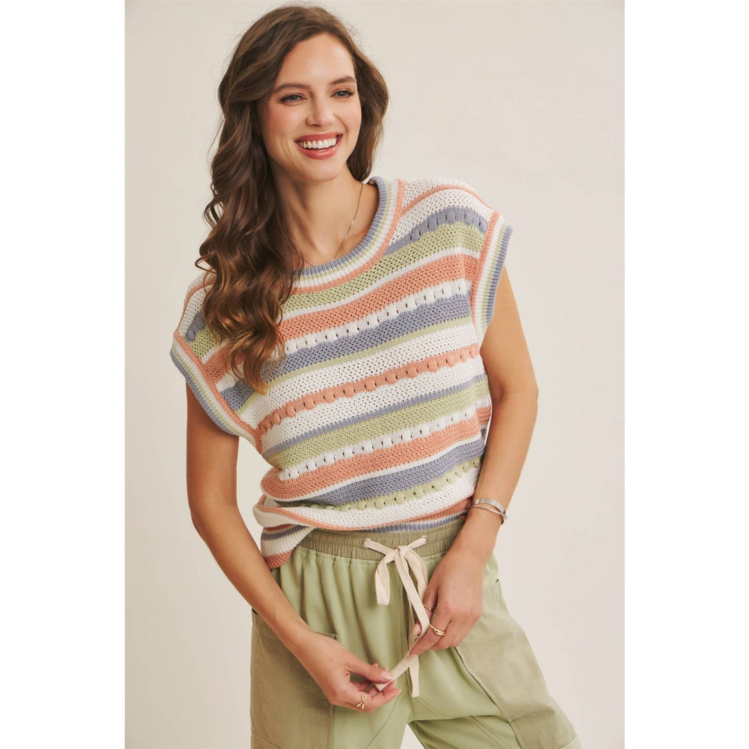 Easy Breezy Made For Laid Back Days Stripe Sweater Vest