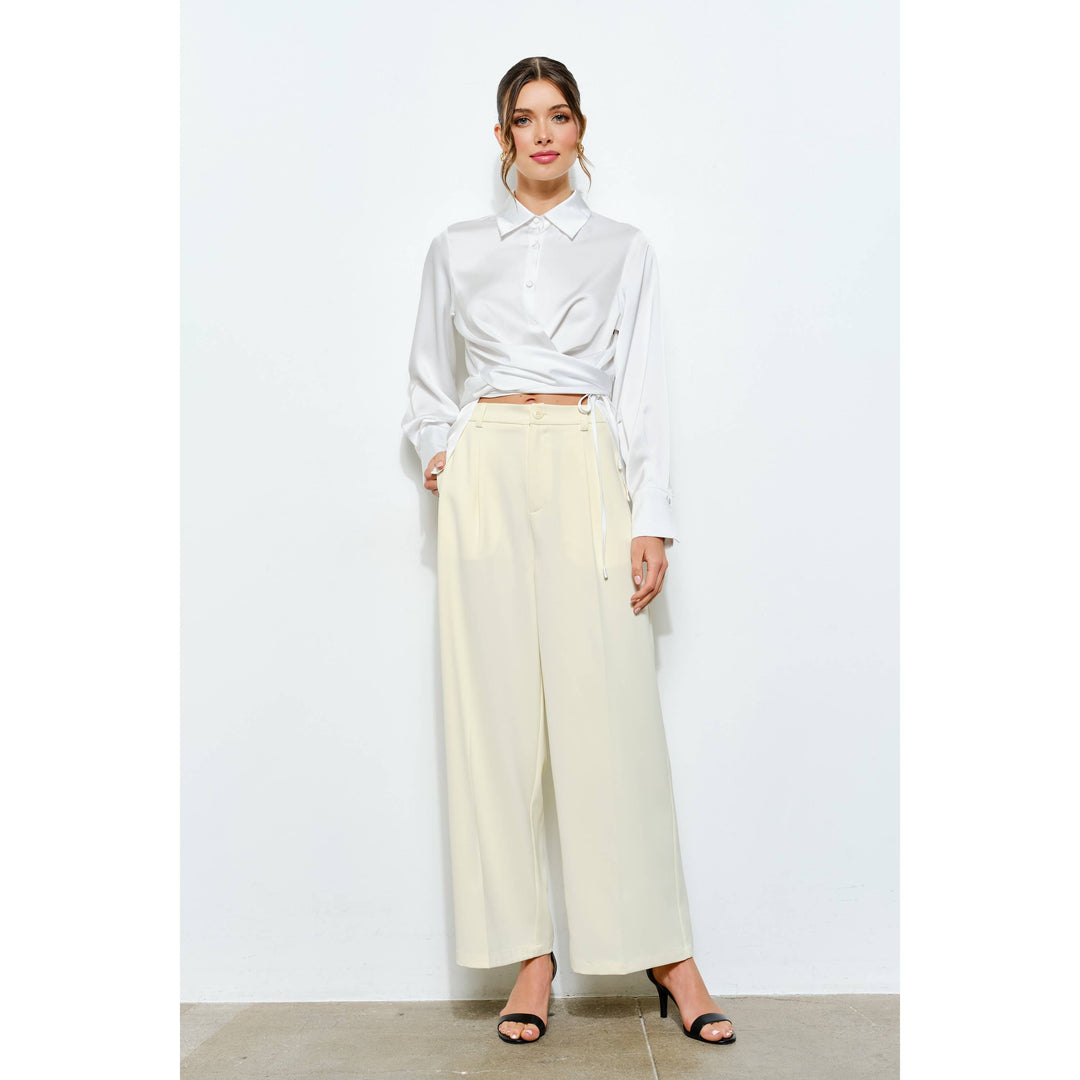 High Waist Tailored Wide-Leg Trousers