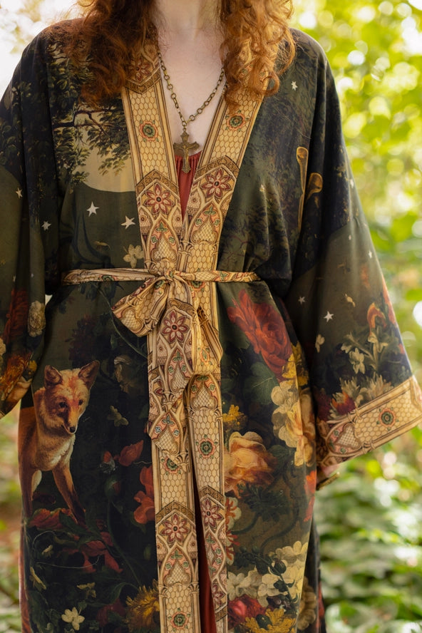 The Messenger Opera Duster Robe w/ Joan of Arc & Florals