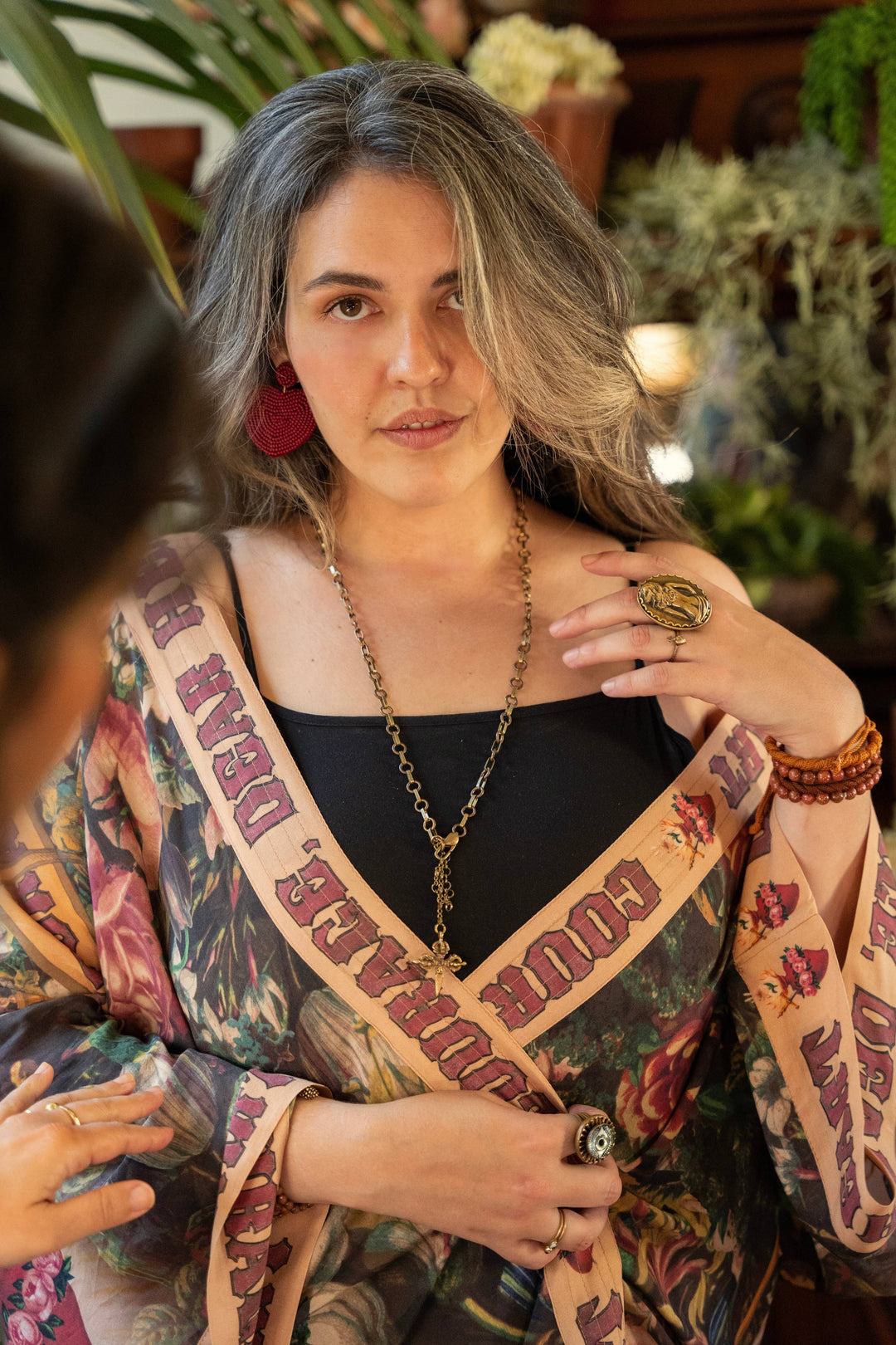 Courage Dear Heart Opera Duster Kimono Robe w/ Sacred Heart