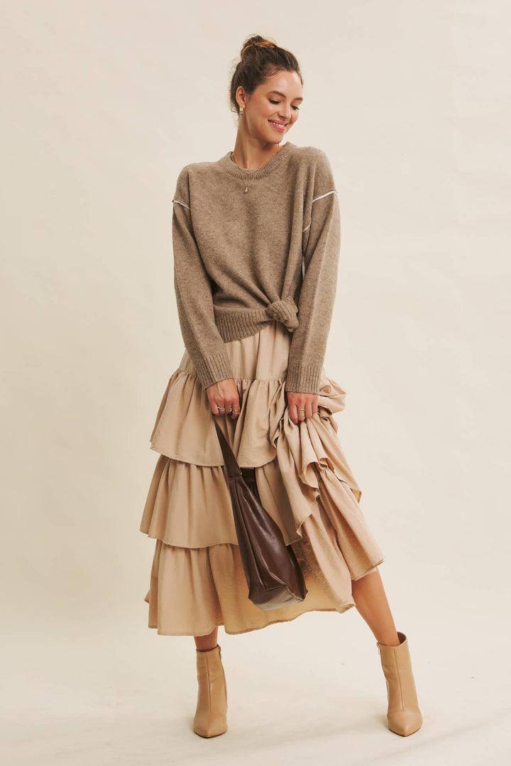 Brings Movement and Comfort Tiered Ruffle Maxi Skirt