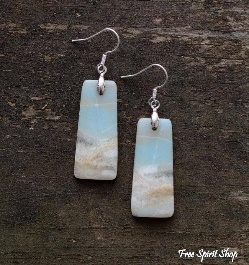 Natural Amazonite Rectangle Earrings