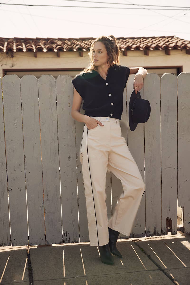 Multi-Way Versatility Soft Cotton Button-Down Sweater Vest