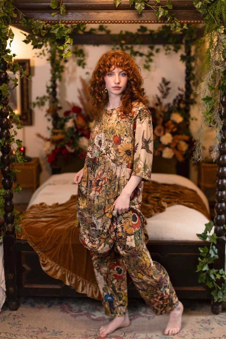 Golden Hour Artist Dress Tunic w/ Pockets & Floral Print