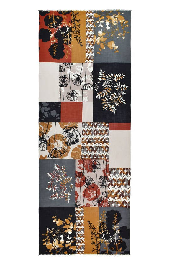 Kamila Mixed Motif Wool Scarf