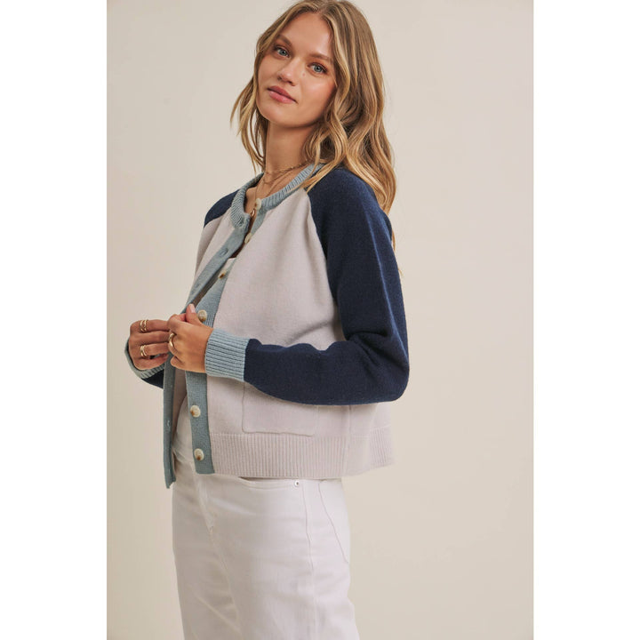 Morning Light Cafe Wool Blend Color Block Cardigan