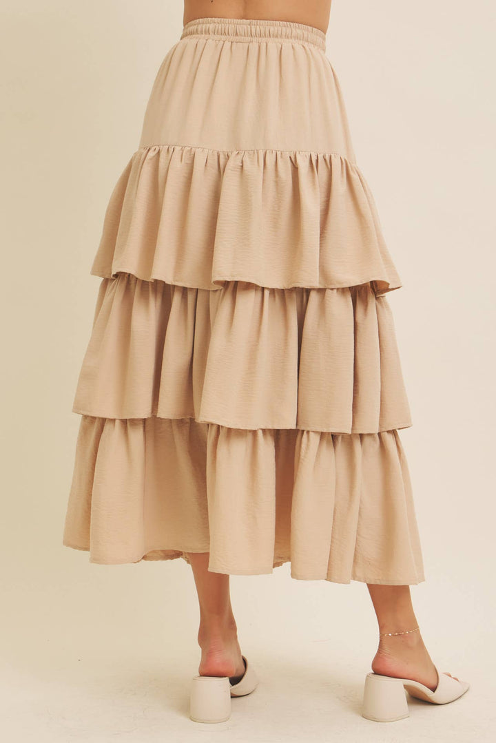 Brings Movement and Comfort Tiered Ruffle Maxi Skirt
