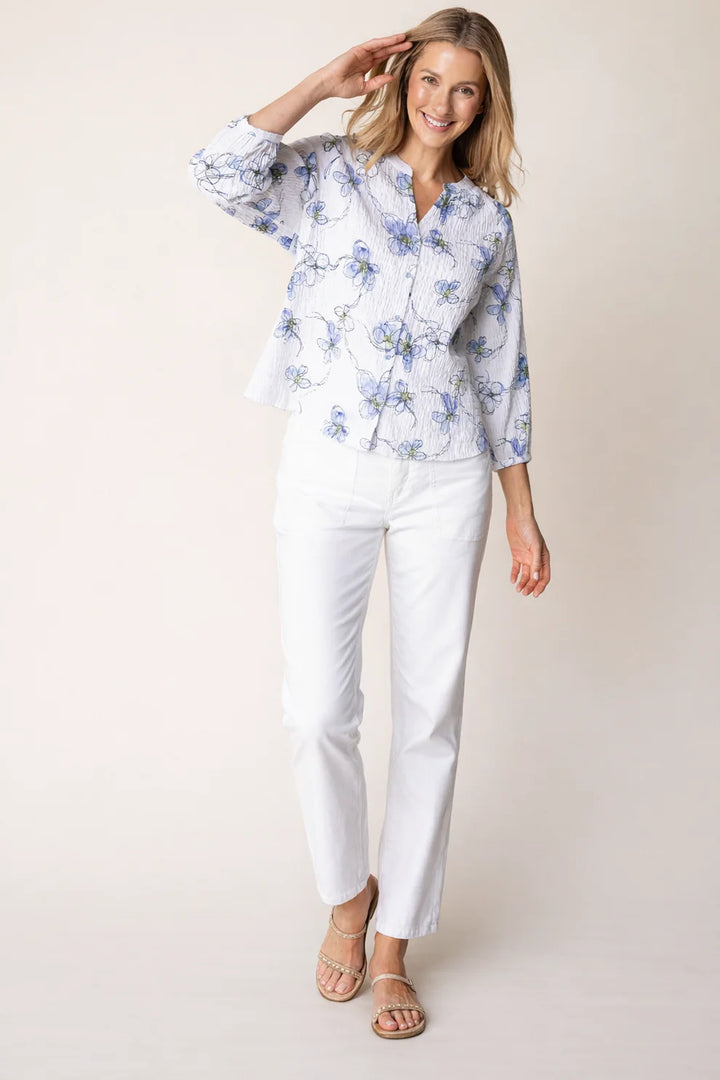Crinkle Cotton Wildflowers Romance Shirt