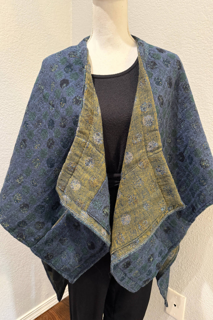 Poncho Cape~Teal Dots