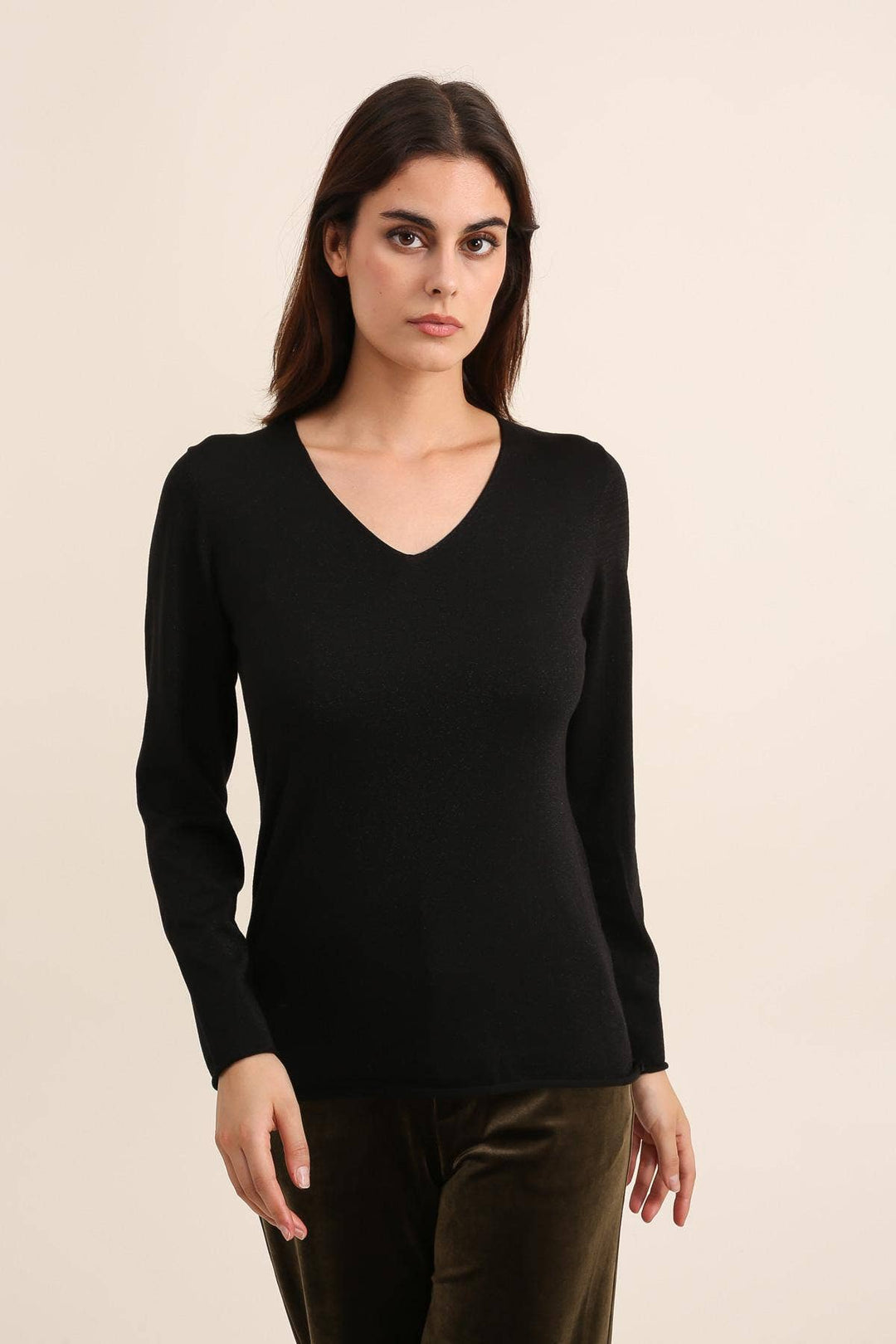 Tencel and Lurex V-neck Sweater