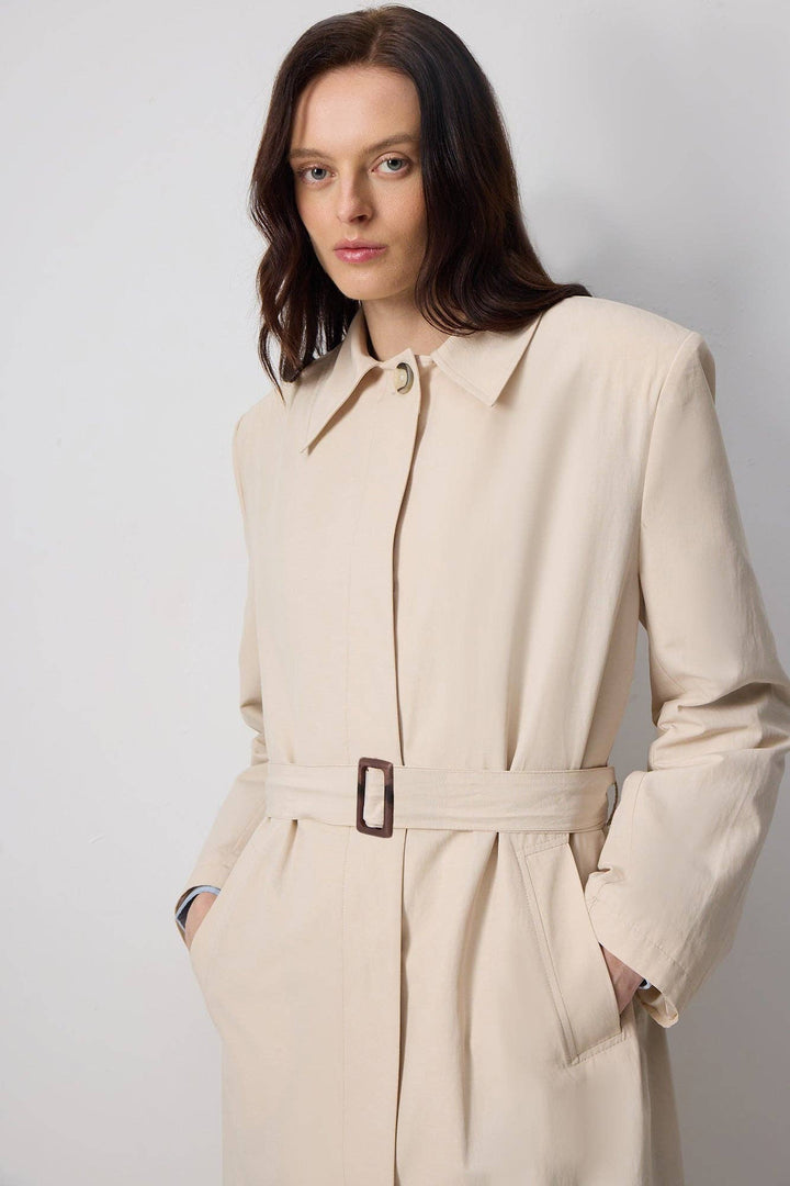 Belted Oversized Trench Coat - Cotton Blend