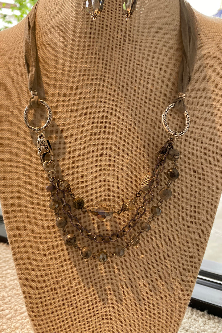 Multi Bead and Silk Pastel Necklace 1