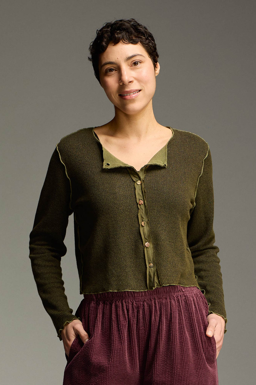 Crop Cardigan - Marbled Sweater Knit