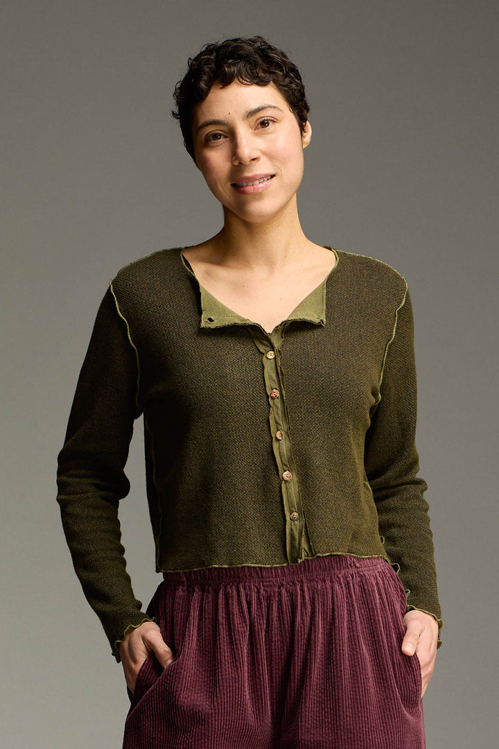 Crop Cardigan - Marbled Sweater Knit
