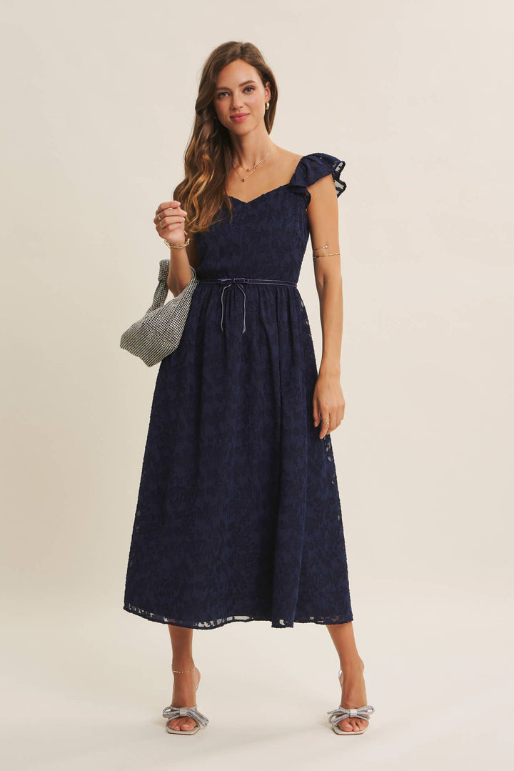 Rich in Texture Velvet Waist Jacquard Midi Dress