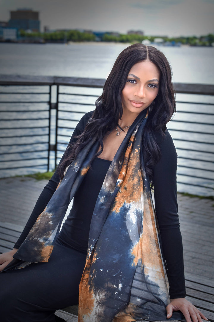 Calypso Tie Dyed Silk Scarf Handmade