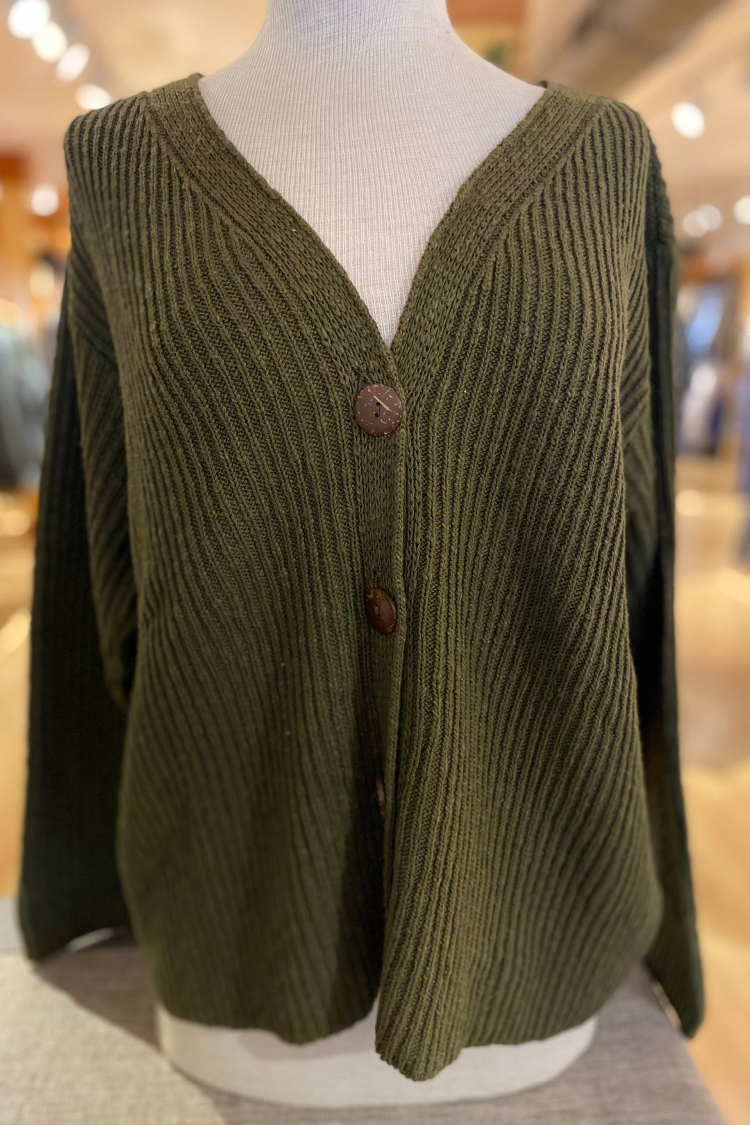 Ribbed Four Button Cardigan