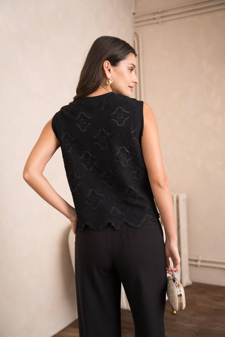 Semi-Transparent Embroidered Lace Top