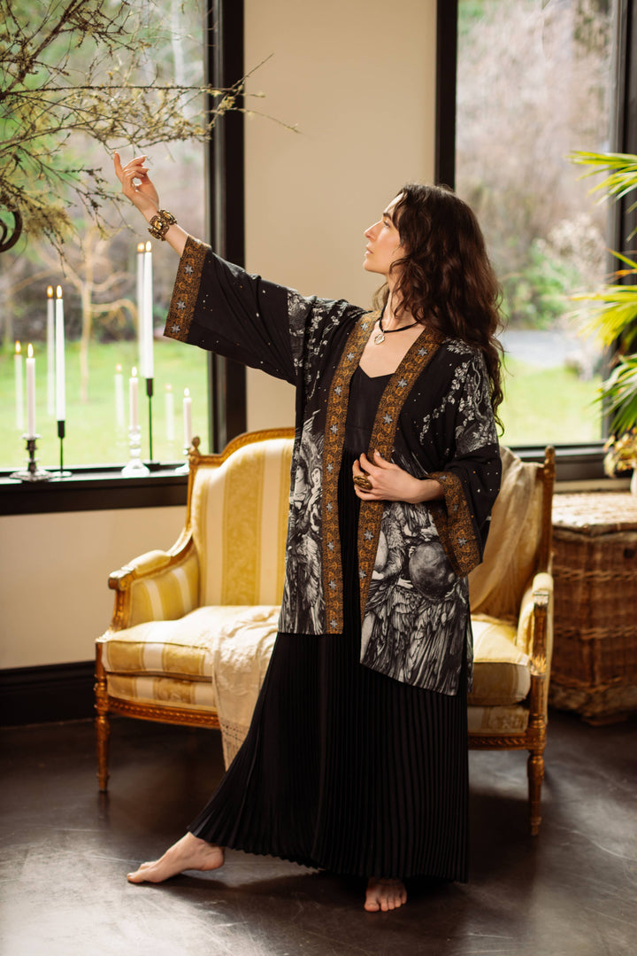 The Guardians Matineé (mid-length) duster w/ angels & moon