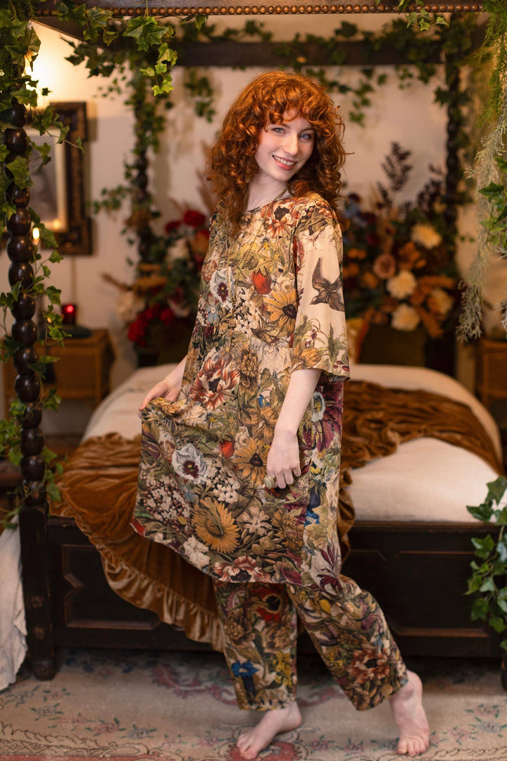 Golden Hour Artist Dress Tunic w/ Pockets & Floral Print