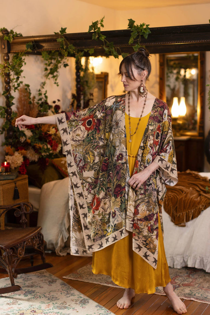 Golden Hour Goddess Duster Kimono w/ Floral Print