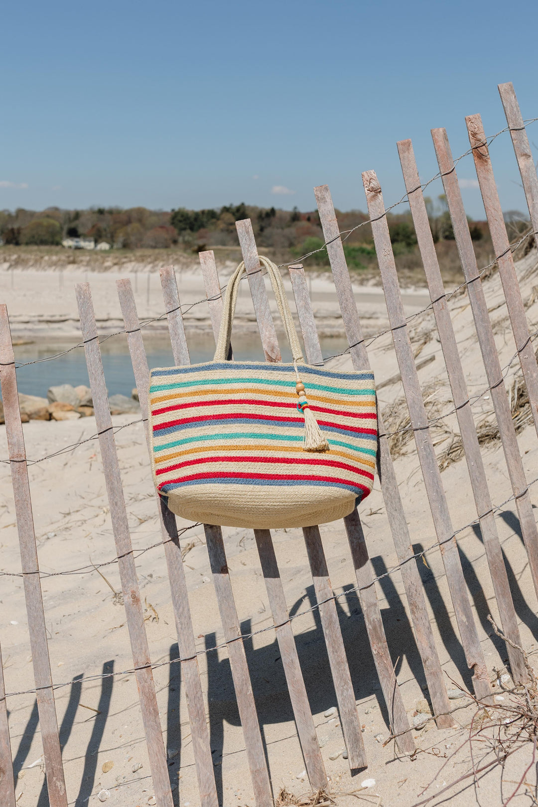 Multi Striped Anita Jute Tote W/ Tassel