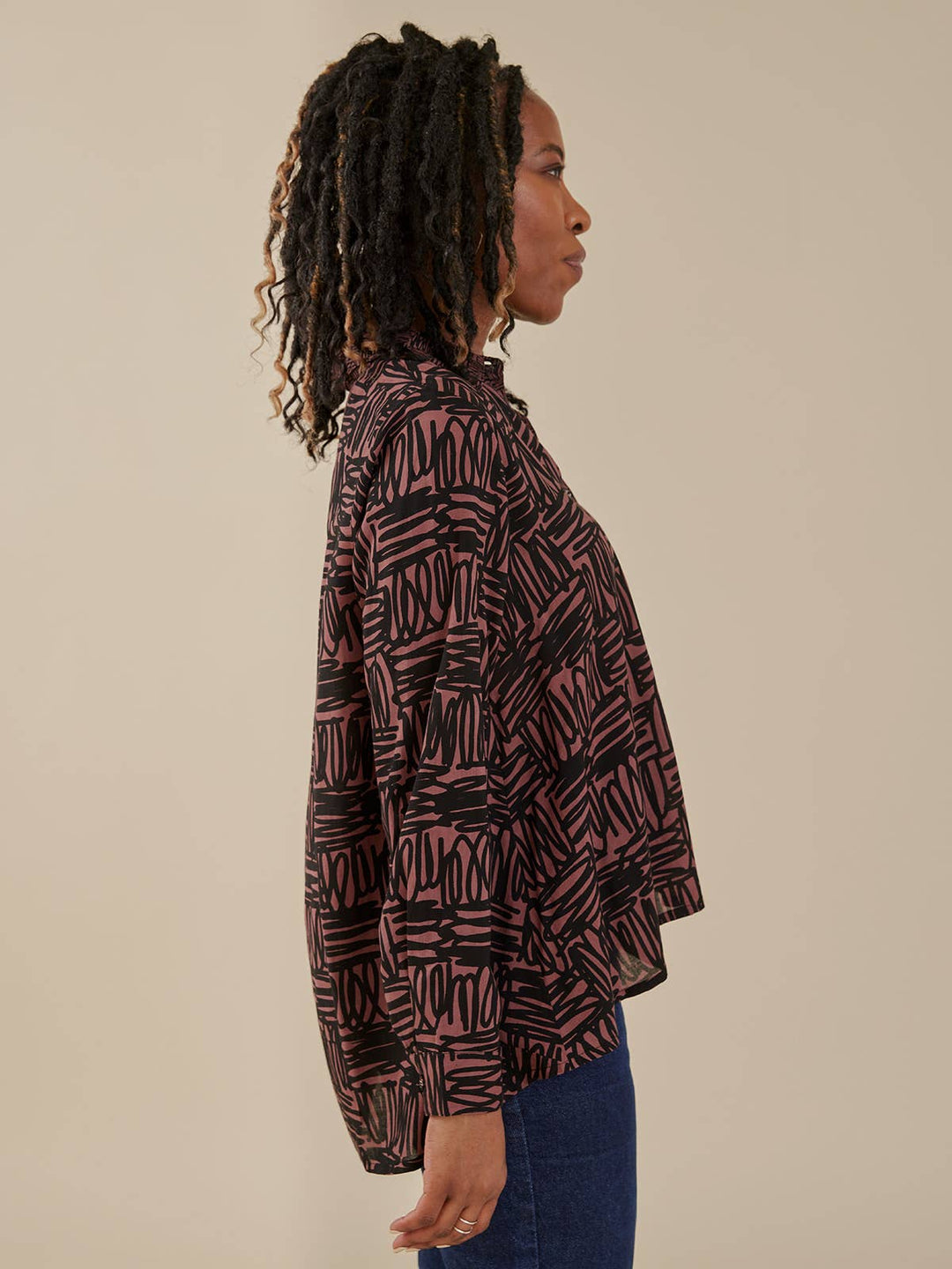 Carey Trapeze Shirt Mocha Scribble Modal